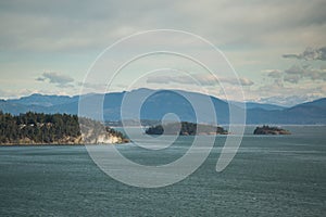 Beautiful seascape of  the Cap Sante Park Anacortes in USA with its islands