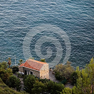 Beautiful seascape with cottage