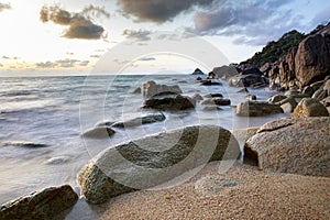 Beautiful seascape with dramatic sky at koh tao suratthani southern of thailand