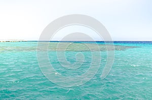 Beautiful seascape of an empty sand beach with blue skies/Empty summer beach on the sea and sunny sky