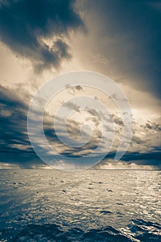 Beautiful seascape evening sea horizon and sky