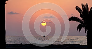 Beautiful seascape evening sunset sea and sky horizon