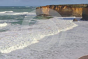 Beautiful seascape, Great Ocean Road seacoast in Australia, scenery cliff, rocks and waves, tourist spot