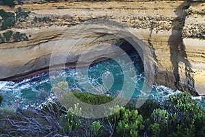 Beautiful seascape, Great Ocean Road seacoast in Australia, scenery cliff, rocks and waves, tourist spot