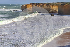 Beautiful seascape, Great Ocean Road seacoast in Australia, scenery cliff, rocks and waves, tourist spot