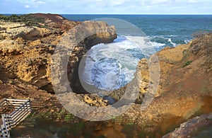 Beautiful seascape, Great Ocean Road seacoast in Australia, scenery cliff, rocks and waves, tourist spot