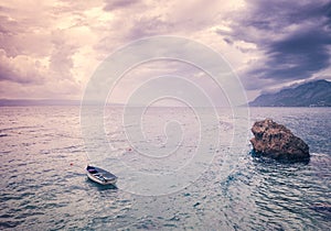 Beautiful seascape with lone boat