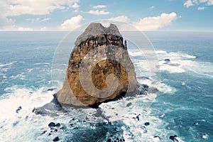 Beautiful seascape on Papuma beach with big rock