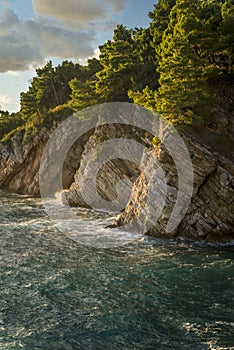 Beautiful seascape in Petrovac in Montenegro