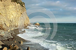 Beautiful seascape, rocks and sea, blue, turquoise water and sky