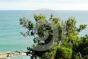 Beautiful seascape, rocks and sea, blue, turquoise water and sky