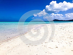 Beautiful seascape and the sandy beach in Polinesia photo