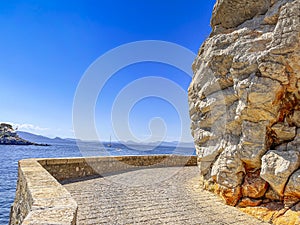 Beautiful seascape scenery by the island of Hydra, Greece