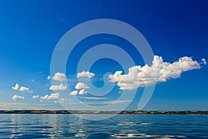 Beautiful seascape sea horizon and sky.