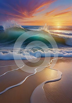 Beautiful seascape at sunrise. Composition of nature. AI generated