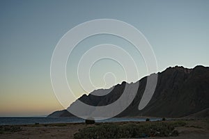 Beautiful seascape at sunset in the Gulf of Aqaba. Dahab, South Sinai Governorate, Egypt