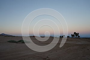 Beautiful seascape at sunset in the Gulf of Aqaba. Dahab, South Sinai Governorate, Egypt