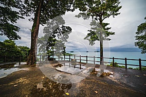 Beautiful seascape view with endless horizon at kai bae viewpoint on koh chang trat thailand