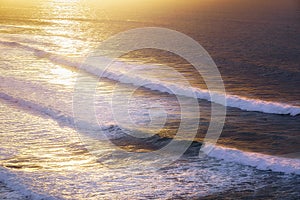 Beautiful seascape with waves at sunset