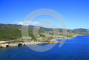 Beautiful seascapes on Zakynthos Island in Greece. Blue caves.