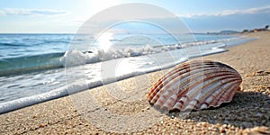 Beautiful shell lying on the beach