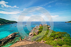 Beautiful seashore with wave crashing on sandy shore at Similan Islands Beautiful tropical sea Similan island No.8 at Similan