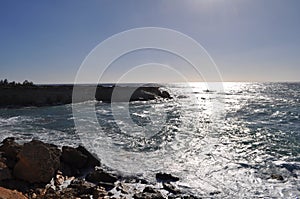 The beautiful Seaside caves Beach Pafos in Cyprus