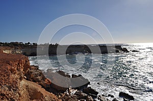 The beautiful Seaside caves Beach Pafos in Cyprus