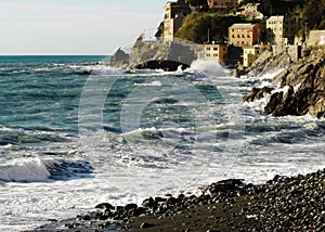 Beautiful seastorm in Voltri Genoa Liguria