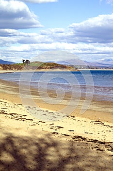 Beautiful secluded beach landscape at Llanbedrog, Wales on a spring day