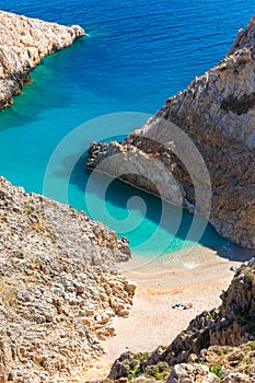 Beautiful Seitan limania beach on Crete, Greece