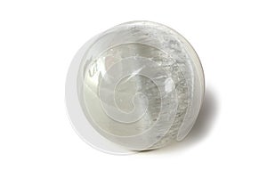 Beautiful selenite sphere mineral on white background