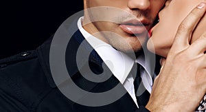 Beautiful sensual impassioned couple. office love story