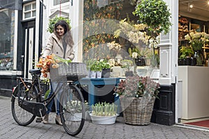 Beautiful sensuality elegance lady on bicycle