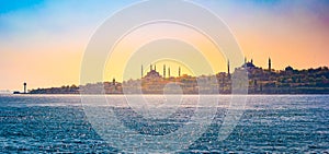 Beautiful Sepia Photograph of Istanbul`s Old City, including the Blue Mosque