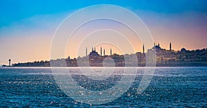 Beautiful Sepia Photograph of Istanbul`s Old City, including the Blue Mosque