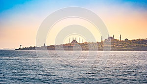 Beautiful Sepia Photograph of Istanbul`s Old City, including the Blue Mosque