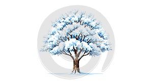 Snow Covered Tree Winter Illustration