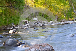 Beautiful serene slow-motion silky river water