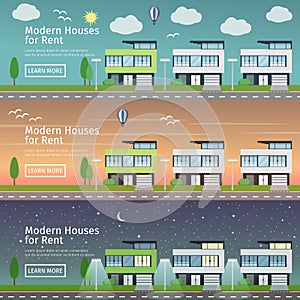 Beautiful set of flat vector web banners on the theme modern Real Estate