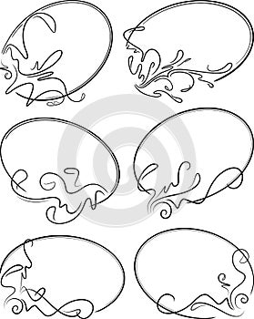 Beautiful set of six decorative oval frames