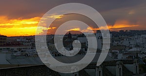 Beautiful seville sunset city panorama 4k spain