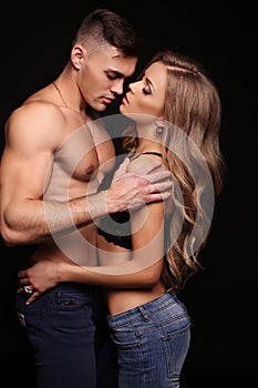 Beautiful couple. gorgeous blond woman and handsome man