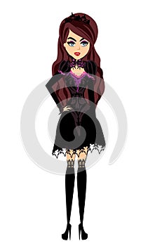 Beautiful Sexy Gothic Female Vampire - character isolated from background