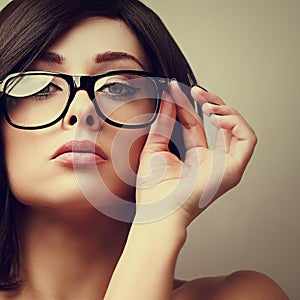 Beautiful woman in fashion glasses