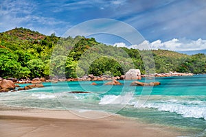 Beautiful Seychelle Island. Praslin tropical colors