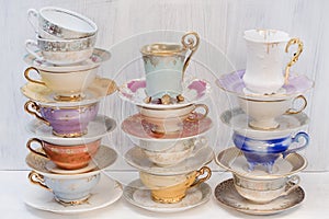 Beautiful shabby chic antique cups