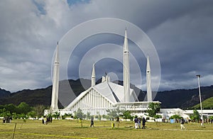 Beautiful Shah Faisal Mosque On A Cluody Day