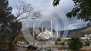 Beautiful Shah Faisal Mosque On A Cluody Day