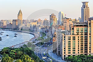 Beautiful shanghai bund at dusk